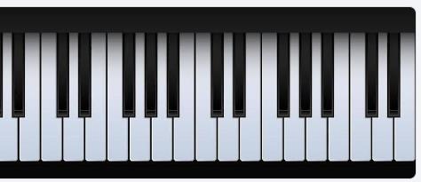 A close-up view of a piano keyboard featuring alternating white and black keys, illustrating a common instrument used in music composition.